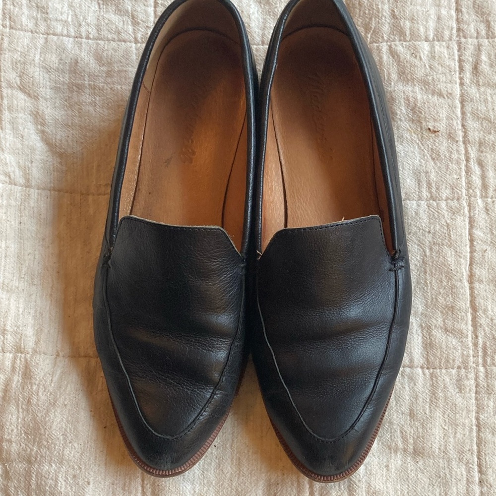 Madewell Black Leather Pointed-Toe Loafers